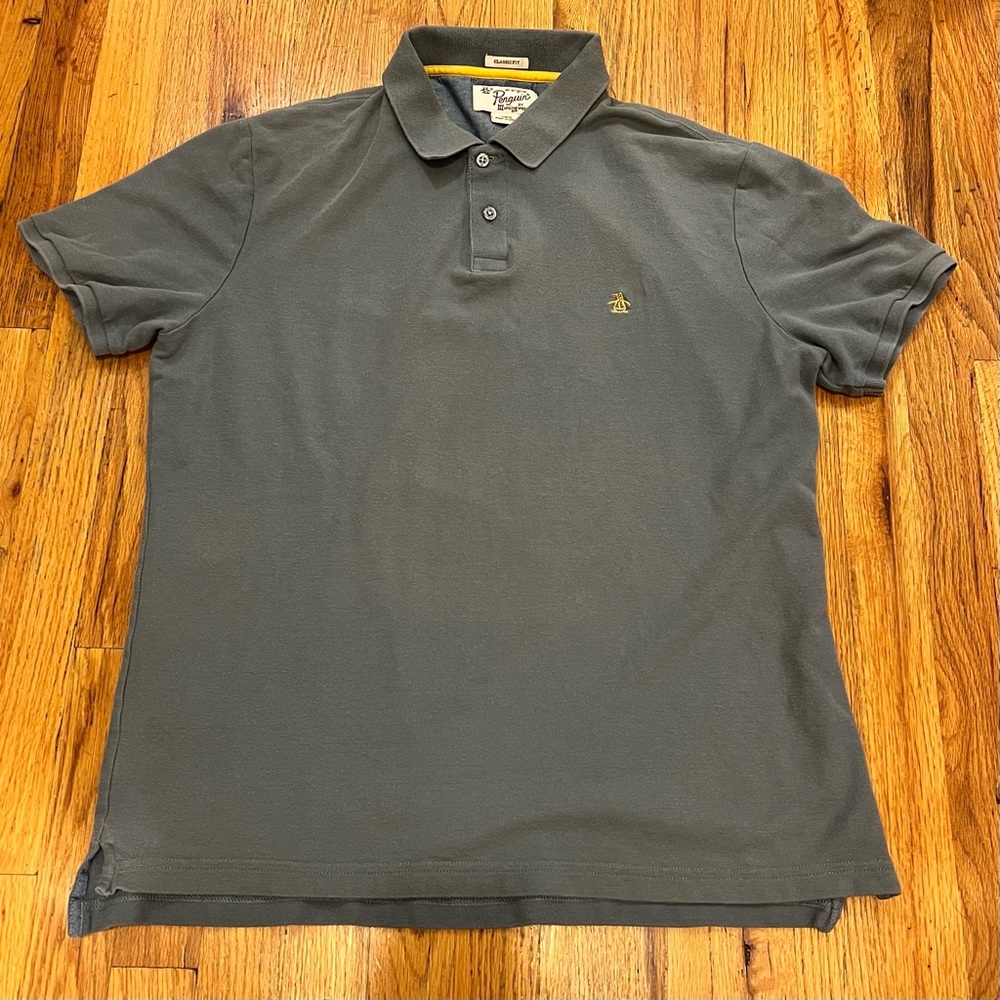 Original Penguin Standard Fit Blue Gray Polo Shirt for Men